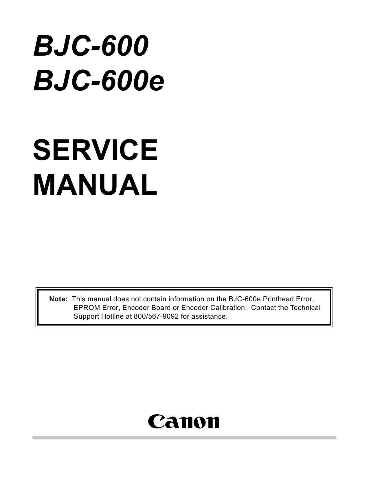 Canon BubbleJet BJC-600 600e Service Manual-1